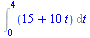 Int(`+`(15, `*`(10, `*`(t))), t = 0 .. 4)