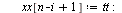for i to `+`(`*`(`/`(1, 2), `*`(n))) do `:=`(tt, xx[i]); `:=`(xx[i], xx[`+`(n, `-`(i), 1)]); `:=`(xx[`+`(n, `-`(i), 1)], tt); `:=`(tt, yy[i]); `:=`(yy[i], yy[`+`(n, `-`(i), 1)]); `:=`(yy[`+`(n, `-`(i)...