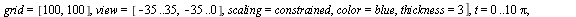 `:=`(animacion[1], animate(implicitplot, [`+`(`*`(`^`(`+`(x, `-`(evalf(X[1](t)))), 2)), `*`(`^`(`+`(y, `-`(evalf(Y[1](t)))), 2))) = 4, x = -35 .. 35, y = -35 .. 0, grid = [100, 100], view = [-35 .. 35...