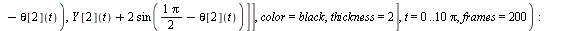`:=`(animacion[4], animate(plot, [[[`+`(X[1](t), `*`(2, `*`(sin(theta[2](t))))), `+`(Y[1](t), `-`(`*`(2, `*`(cos(theta[2](t))))))], [`+`(X[2](t), `-`(`*`(2, `*`(cos(`+`(`*`(`/`(1, 2), `*`(Pi)), `-`(th...