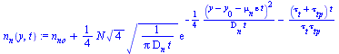 `+`(n[no], `*`(`/`(1, 4), `*`(N, `*`(`^`(4, `/`(1, 2)), `*`(`^`(`/`(1, `*`(pi, `*`(D[n], `*`(t)))), `/`(1, 2)), `*`(exp(`+`(`-`(`/`(`*`(`/`(1, 4), `*`(`^`(`+`(y, `-`(y[0]), `-`(`*`(mu[n], `*`(epsilon,...