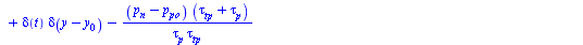 `+`(`-`(diff(p[n](y, t), t)), `*`(p[n](y, t), `*`(mu[p], `*`(diff(epsilon(y), y)))), `-`(`*`(mu[p], `*`(epsilon, `*`(diff(p[n](y, t), y))))), `*`(D[p], `*`(diff(diff(p[n](y, t), y), y))), `*`(delta(t)...